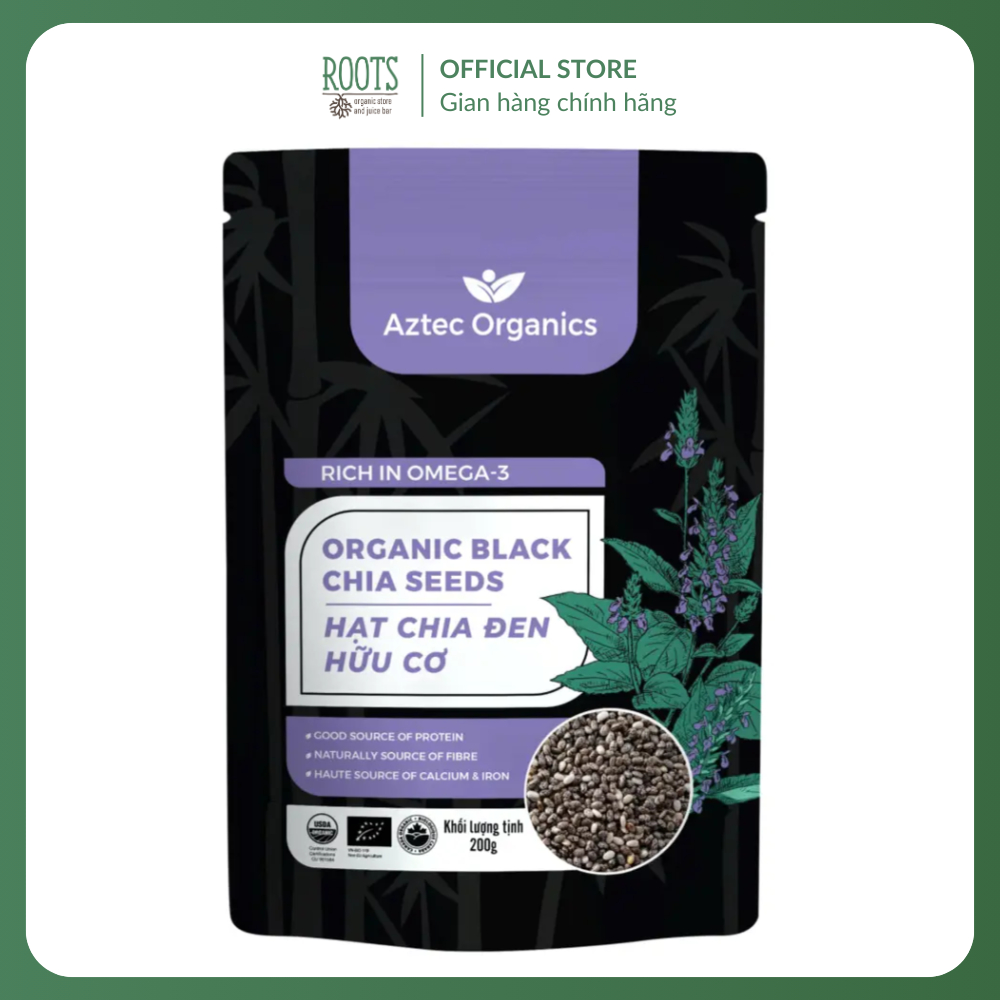 AZTEC ORGANICS - Hạt Chia Đen Hữu Cơ, Organic Black Chia Seeds (200g)