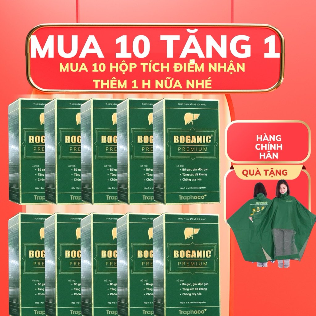 Combo 10 hộp Boganic premium tặng thêm 1 áo mưa