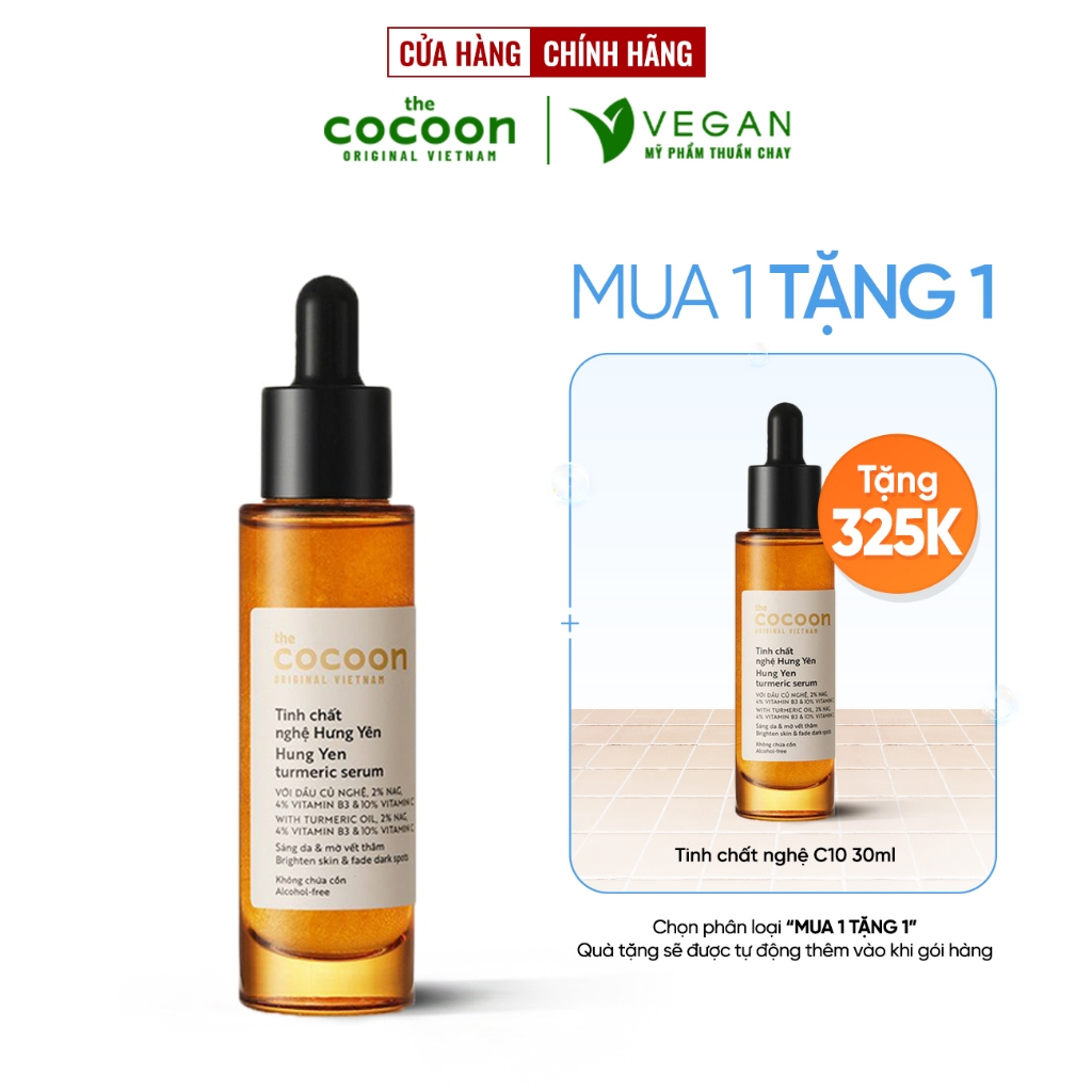 Tinh chất nghệ Hưng Yên 10% Vitamin C cocoon 30ml (turmeric serum) thuần chay