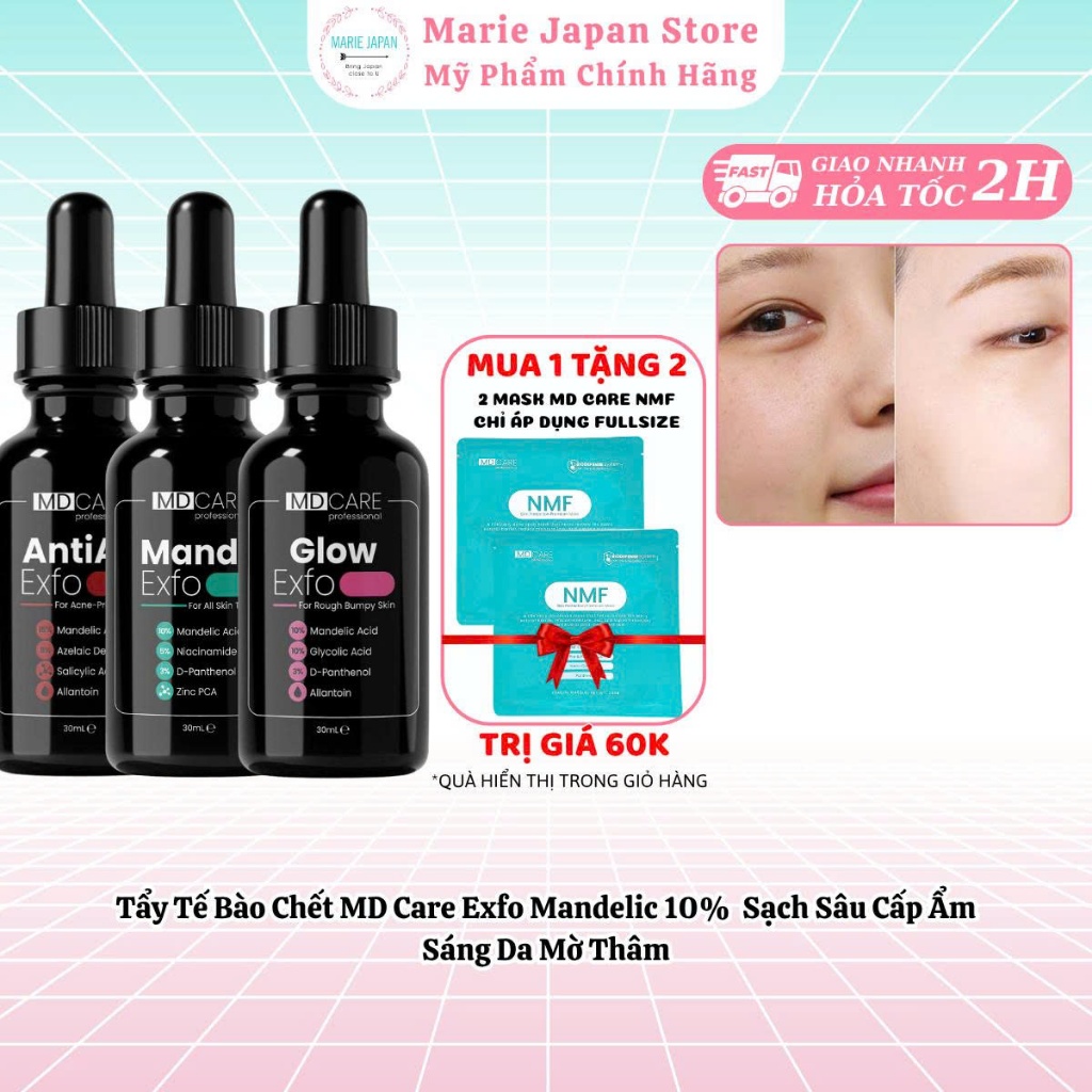 [MUA 1 TẶNG 2] Tẩy Tế Bào Chết MD Care Exfo Mandelic 10% Sáng Da Mờ Thâm Đều Màu Da MD Care Glow Exf