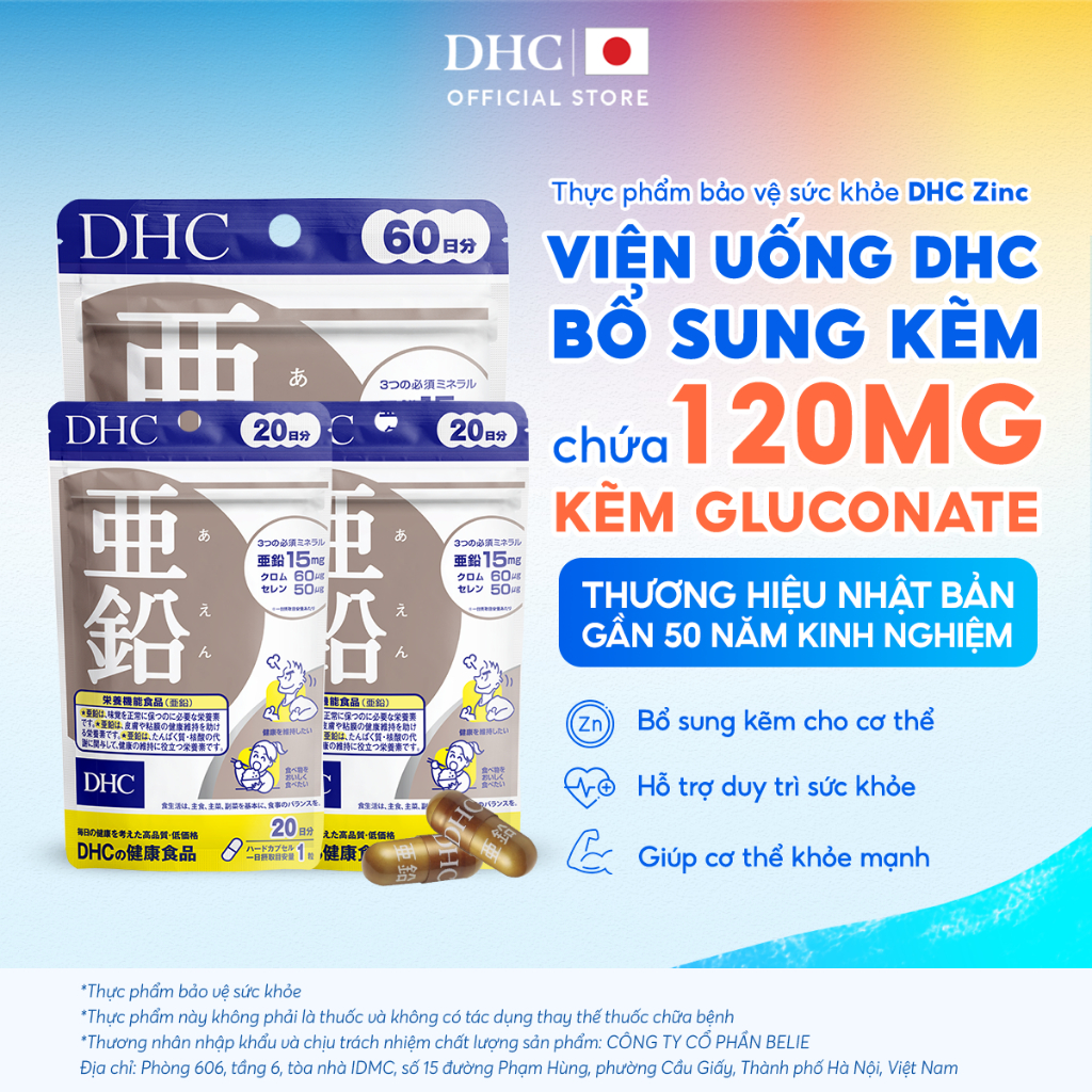 Viên uống DHC Kẽm Zinc (100 Ngày) - Thực phẩm bảo vệ sức khoẻ DHC ZinC