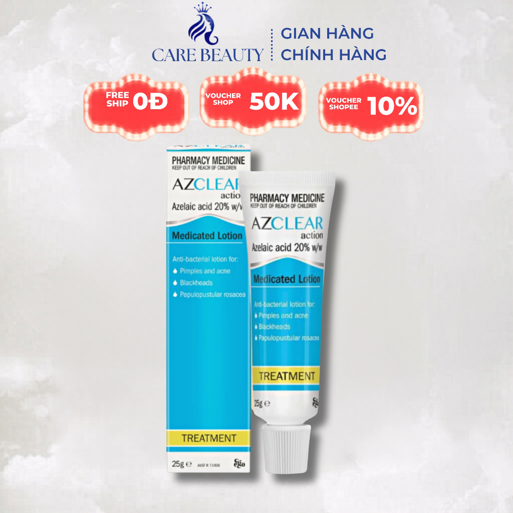 Kem mụn Azclear 20% Azelaic Acid làm mờ thâm và giảm mụn tành tính 25gram chính hãng