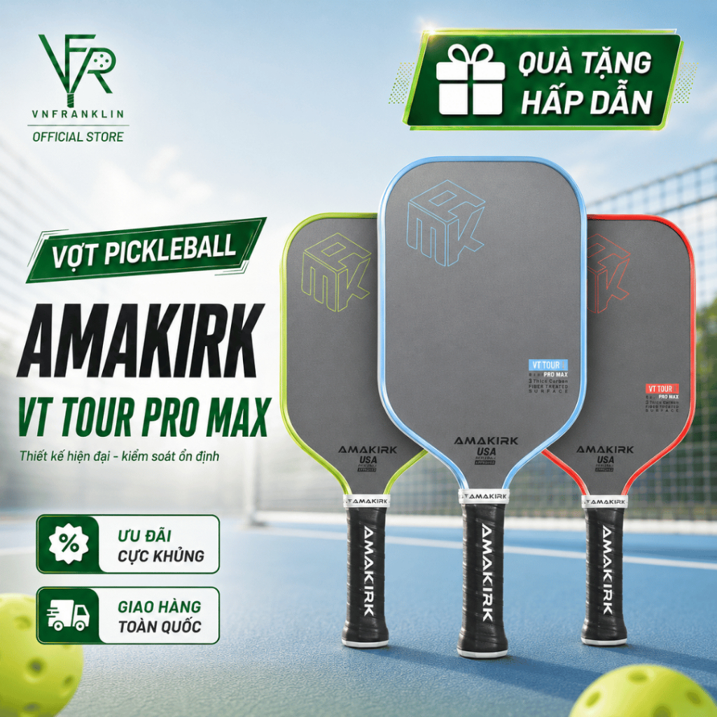 Vợt Pickleball AMAKIRK VT Tour Pro Max 16mm Chính Hãng - Carbon T700, Kiểm Soát & Sức Mạnh
