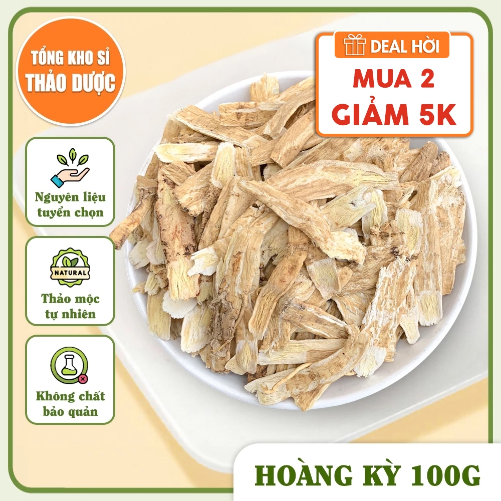 Hoàng kỳ thái lát 100g, trà hoàng kỳ khô, phiến mỏng, thơm, sạch - Tổng Kho Sỉ Thảo Dược