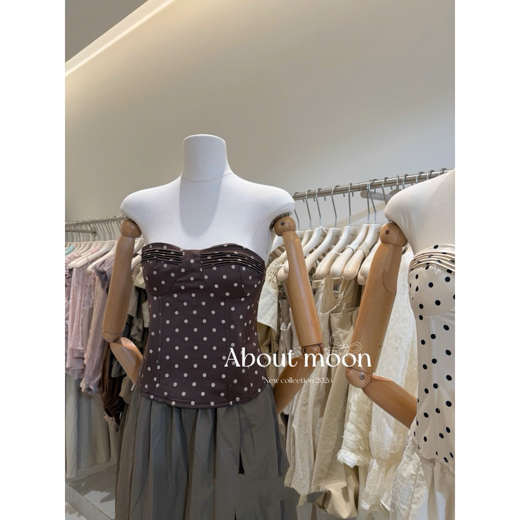 𝐀𝐛𝐨𝐮𝐭 𝐦𝐨𝐨𝐧| ÁO CORSET CHẤM BI 2 MÀU