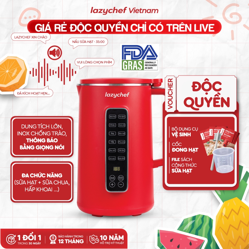 Máy Xay Nấu Đa Năng 12in1 Premium Lazychef - Máy Làm Sữa Hạt - Bảo Hành 12 tháng