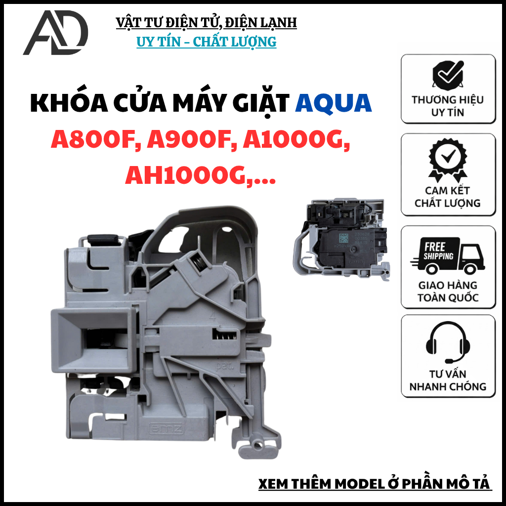 Công tắc khóa cửa máy giặt AQUA chính hãng A800F, A900F, A1000G, AH1000G,...