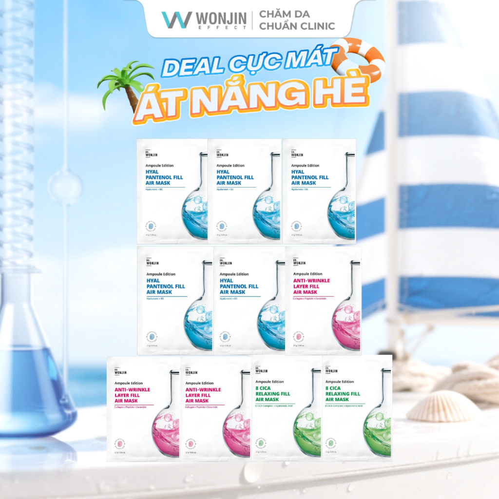 [PHIÊN BẢN NÂNG CẤP] Combo 10 Mặt Nạ Siêu Tinh Chất MIX DR WonJin Ampoule Edition Fill Air 27g x10(K