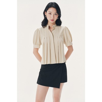 Áo kiểu tay ngắn xếp ly cổ tàu dáng suông A Mono Talk - MOF26S-T20032TK