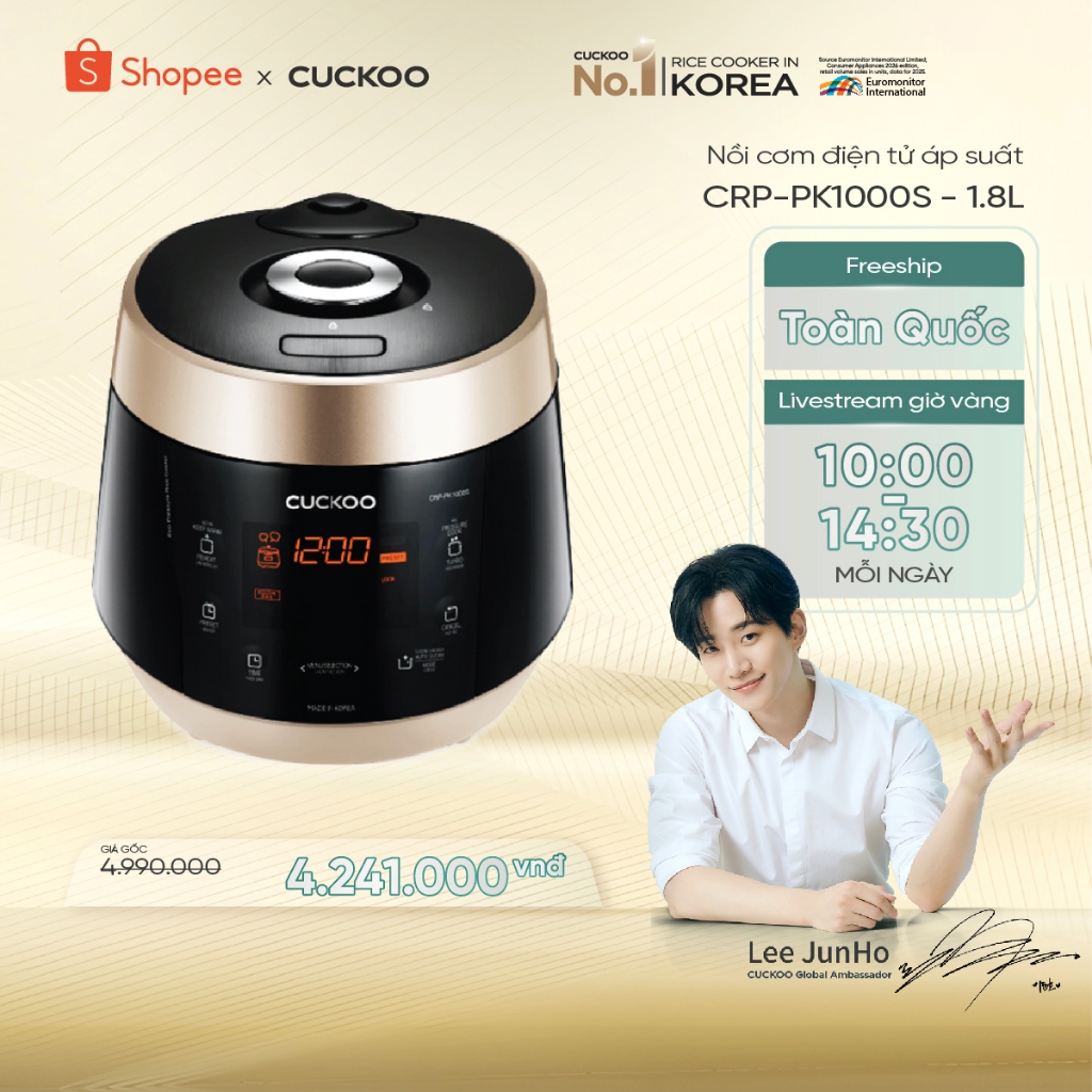 Nồi cơm điện tử áp suất CUCKOO CRP-PK1000S 1,8 lít - Hàng chính hãng | BigBuy360 - bigbuy360.vn