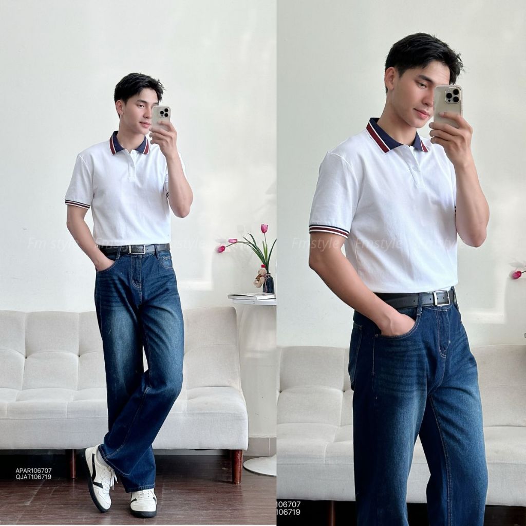 Áo Polo Nam FMSTYLE Regular Fit Bo Cổ Sọc Phối Màu Basic Thanh Lịch 26041086
