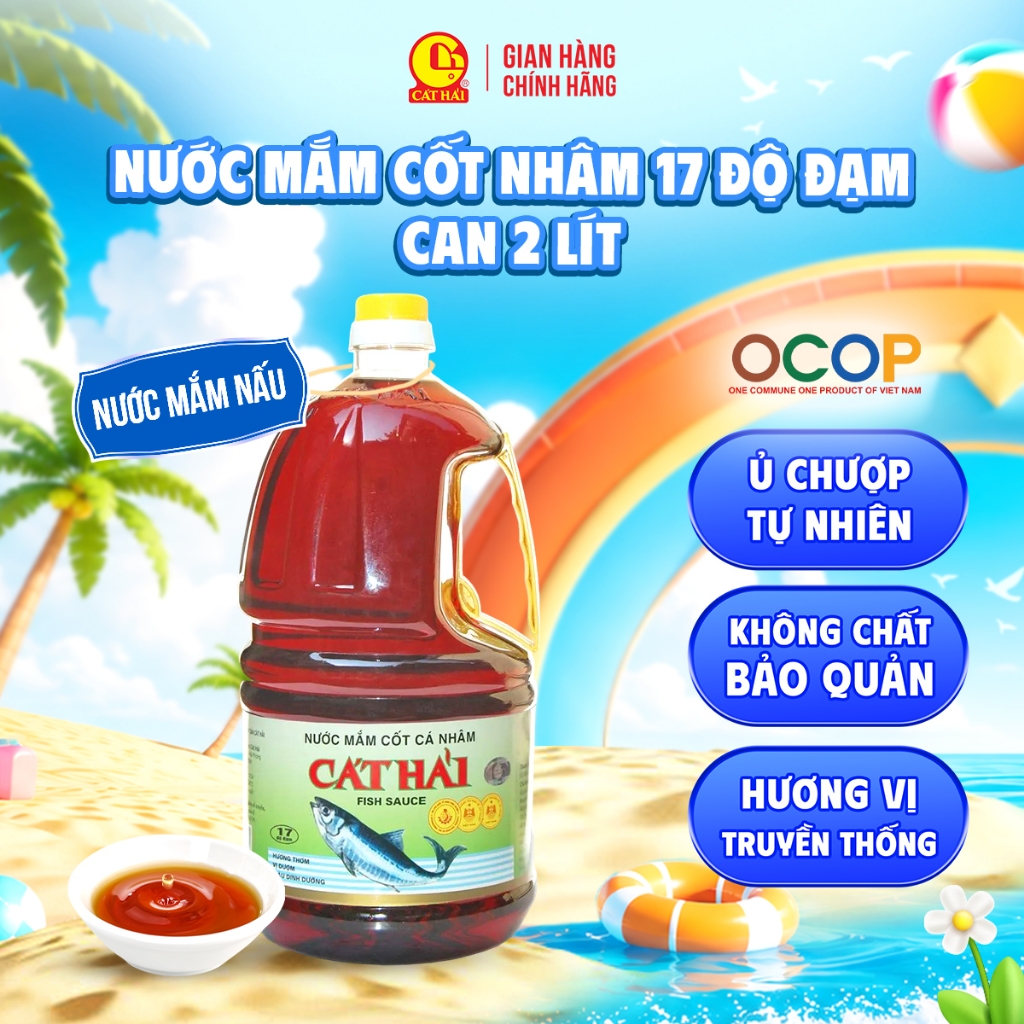 Cat Hai Premium Fish Sauce 17°N - 2L Plastic Bottle - Traditional Vietnamese Fish Sauce