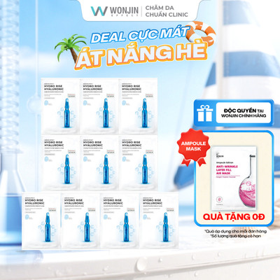 [Tặng 1 WonJin Ampoule] HỘP 10 Mặt Nạ Dưỡng Chất WonJin Effect Hydro Rise Hyaluronic Concentratd Esence Mask [EF]