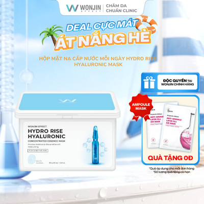 [25.8 - Tặng 2 WonJin Ampoule] Hộp 30 Mặt Nạ Giúp Cấp Nước Wonjin Effect Hydro Rise Hyaluronic Mask 350g