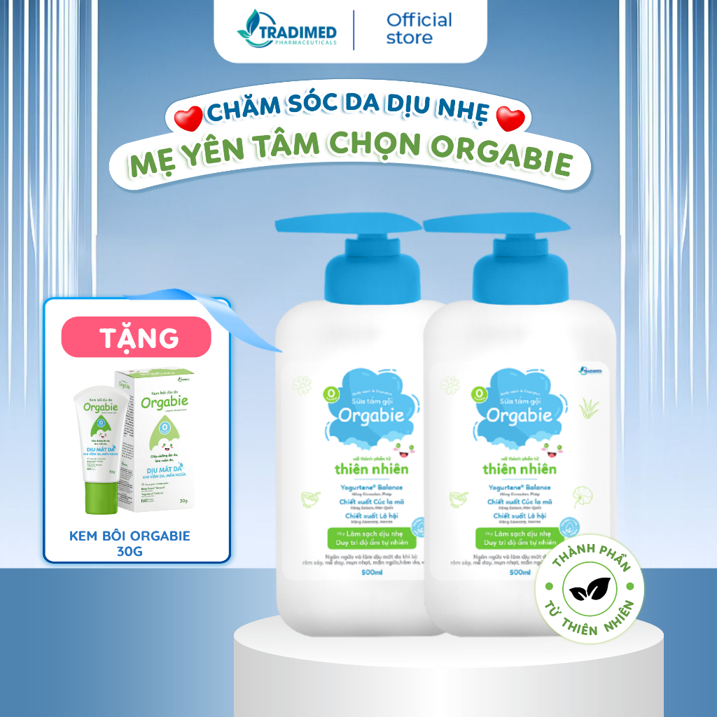 Combo 2 Sữa Tắm Gội Orgabie - Làm Sạch Dịu Nhẹ, Nuôi Dưỡng, Bảo Vệ Da và Tóc Bé Vượt Trội