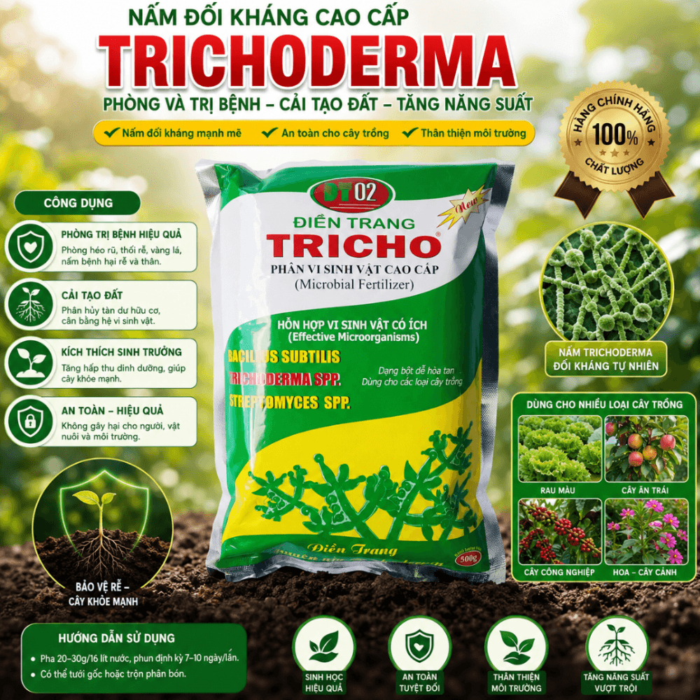 Nấm Đối Kháng Trichoderma Điền Trang Gói 500 Gram