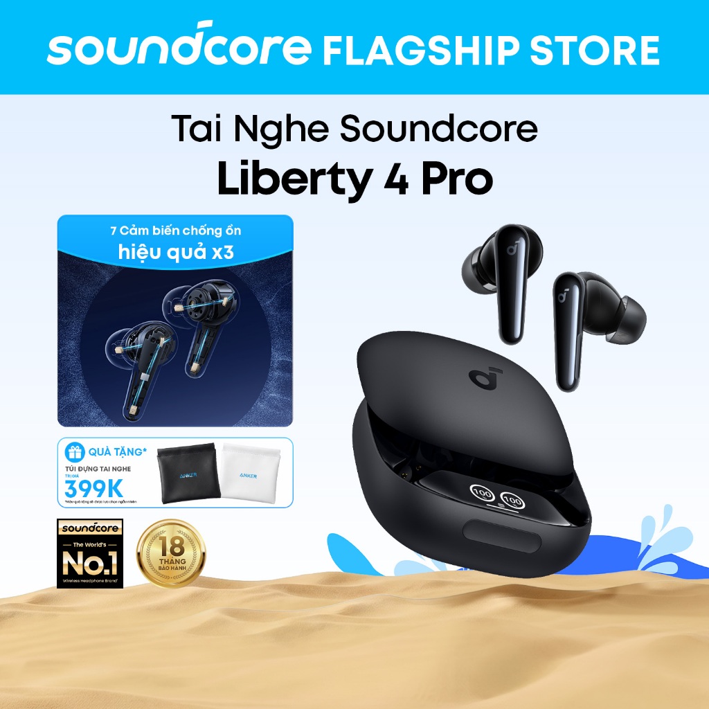 soundcore Liberty 4 Pro Tai nghe không dây chống ồn Anker Hi-Fi cấp độ phòng th 6 sound sensors A3954