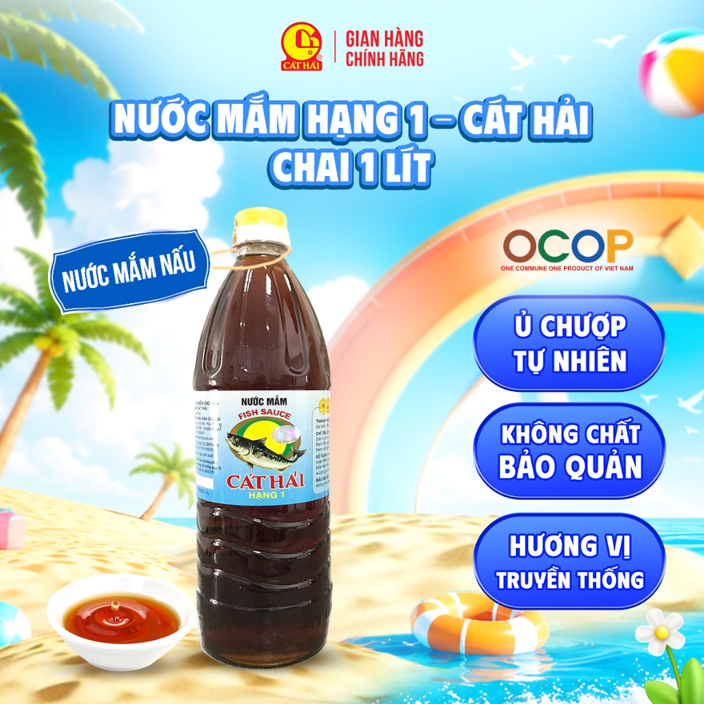 Cat Hai Premium Fish Sauce 15°N – 1L Plastic Bottle - Traditional Vietnam Fish Sauce