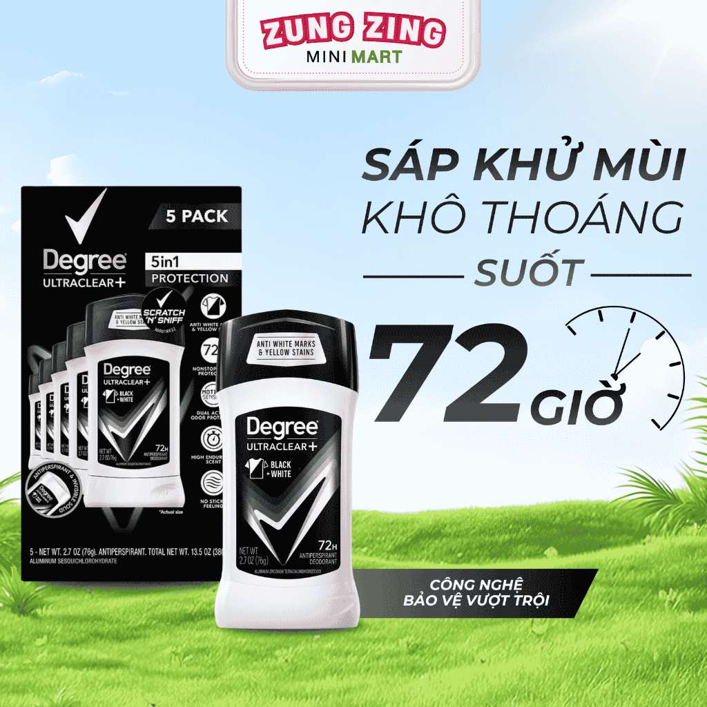 Sáp Khử Mùi DEGREE UltraClear 72H Antiperspirant Deodorant 76G – Sáp Khử Mùi Ngăn Mồ Hôi Hàng Mỹ