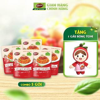 Combo 5 gói Xốt Mì Ý Bò Bằm Barona 120g + [Tặng 1 gấu bông Tomi]