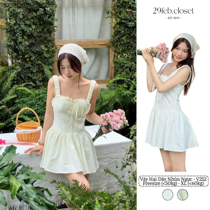 Váy xòe hai dây nhún ngực dễ thương, Váy hai dây dễ thương dành cho mùa hè - 29feb.closet - V252 | BigBuy360 - bigbuy360.vn