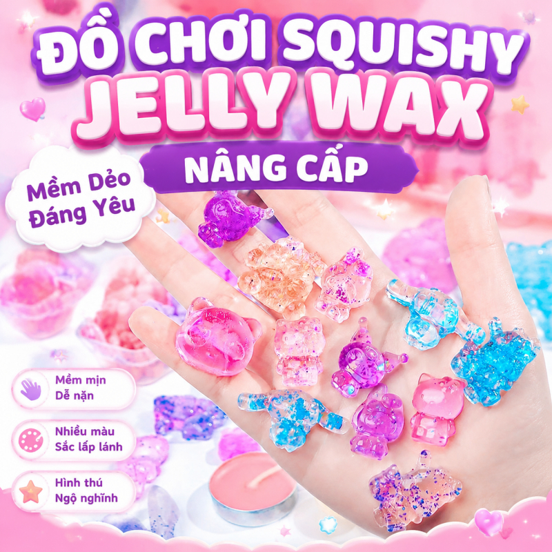 Bộ Kit Vật Liệu Làm Đồ Chơi Squishy Siêu Mềm Jelly Wax DIY, Đồ Chơi Guka Cho Bé Gái, Làm Con Dấu Sáp
