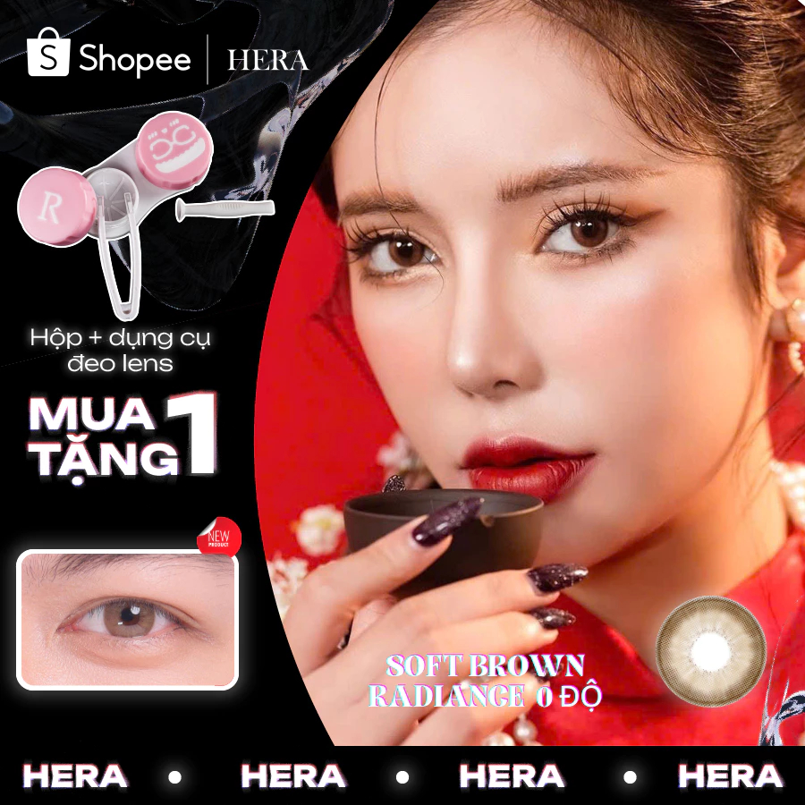 [Top Value] Kính Áp Tròng Hera Nâu Mềm Mại Rạng Rỡ SOFT BROWN RADIANCE Nhập Khẩu Hàn Quốc Lens 6 Thá