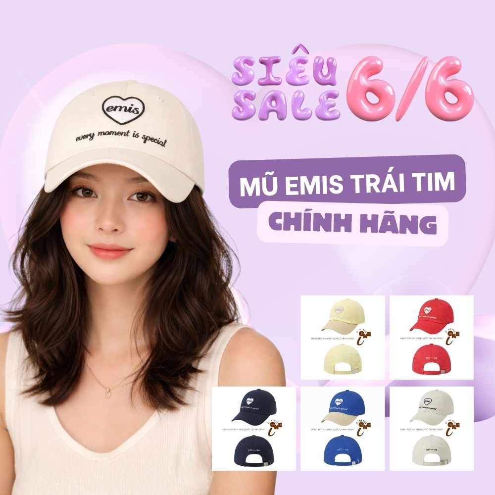 EMIS EM-10/EM-11 Mũ Lưỡi Trai Phong Cách Hàn Quốc - Logo Trái Tim Basic Chính Hãng