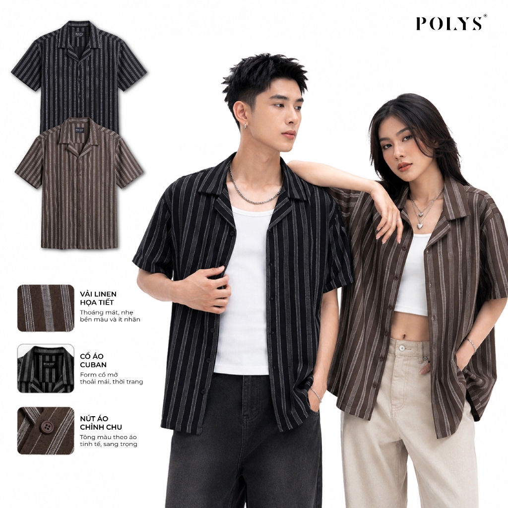 Áo Sơ Mi Sọc Dọc Linen Cổ Cuban Tay Ngắn Form Relaxed Nam Nữ Phong Cách Hàn Quốc CUBAN SHADE