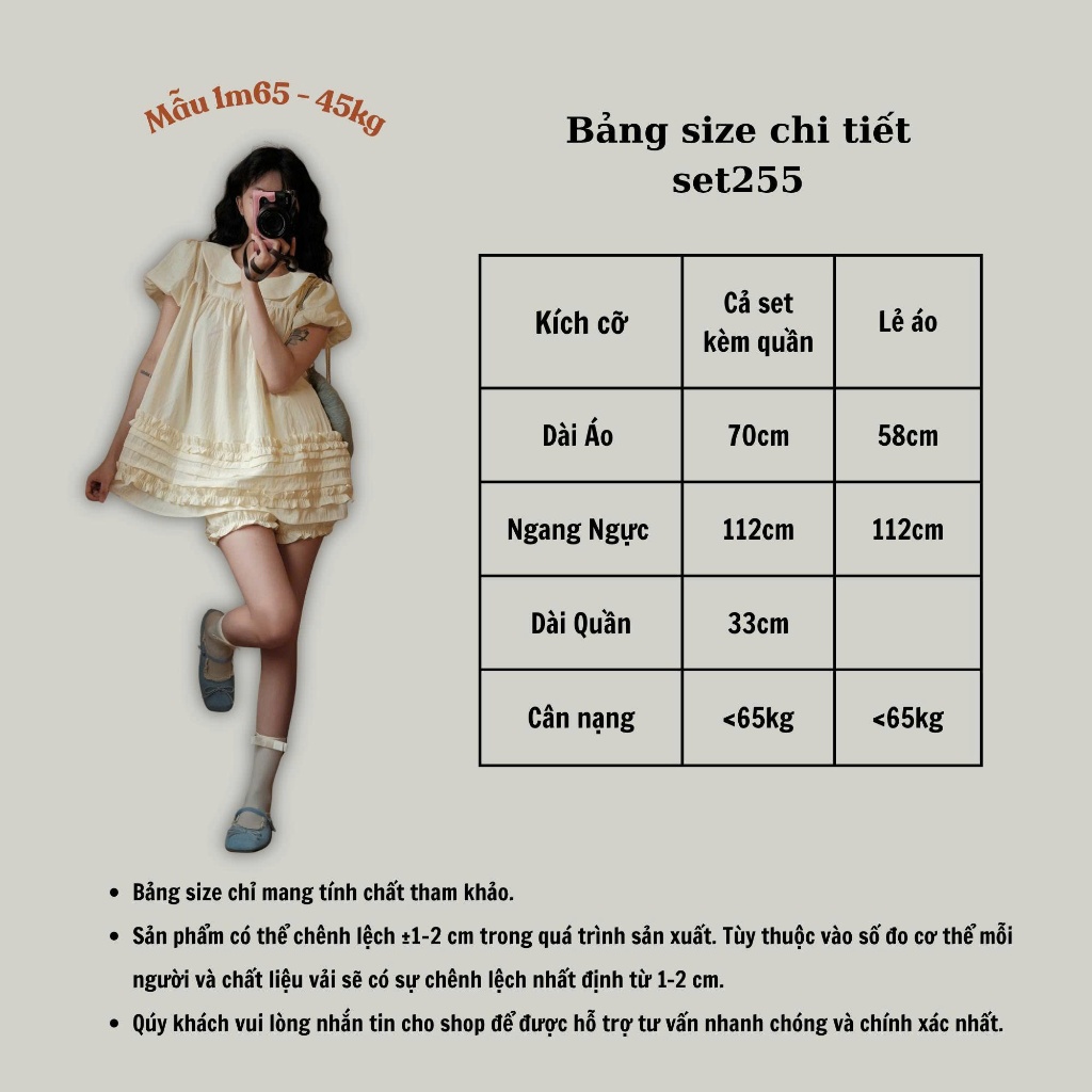 (Tặng quần bí) Áo Váy Babydoll Cổ Sen 2 Lớp Form Rộng Gấu Viền Bèo Kèm Quần Bí Phồng Bo Chun 247Store | BigBuy360 - bigbuy360.vn