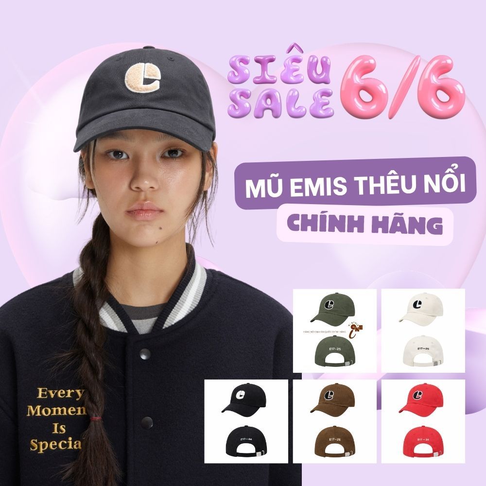 EMIS EM-05 Mũ Lưỡi Trai Phong Cách Hàn Quốc - Logo Thêu Nổi Chính Hãng
