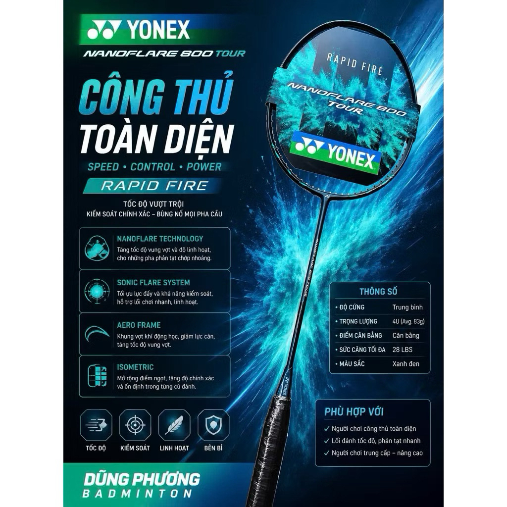 [HỎA TỐC] Vợt Cầu Lông nnf 800Tour   Chính Hãng  | Dũng Phương Badminton