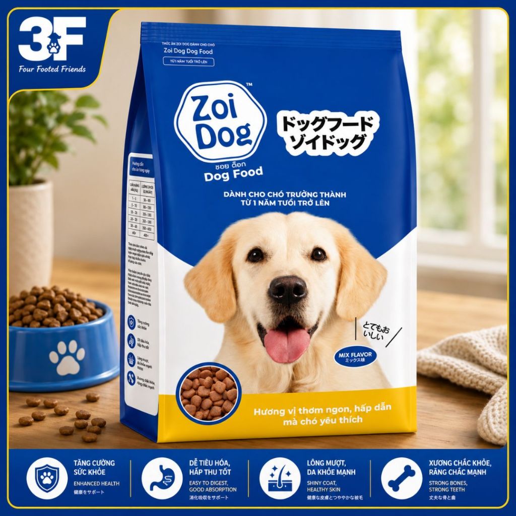 Hạt Cho Chó Zoi Dog Bao 20kg (20 Gói 1kg) | Dinh Dưỡng Cơ Bản – Dễ Tiêu Hóa | 3F Store