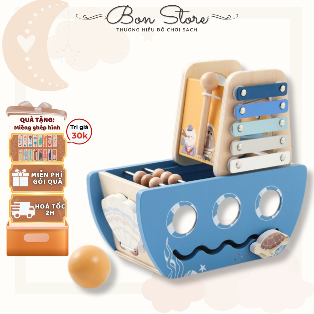 Đồ Chơi Hộp Bận Rộn Busy Box Gỗ 7 in 1 Đồ Chơi Nhận Thức Giáo Dục Sớm Montessori Cho Trẻ Em Từ 1 Tuổ