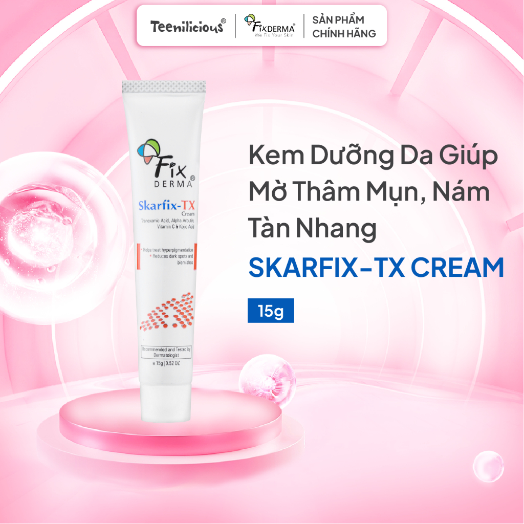 [Teenilicious & Fixderma] Kem Hỗ Trợ Mờ Thâm Nám, Tàn Nhang Fixderma - Skarfix - TX Cream 15g Giúp D