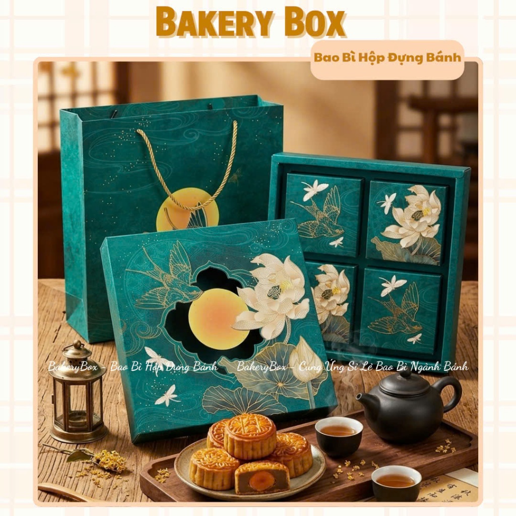 10 Hộp Trung Thu 4 Bánh Kim Liên Nguyệt Đựng Bánh 150gr - 250gr (Mẫu Mới 2026)