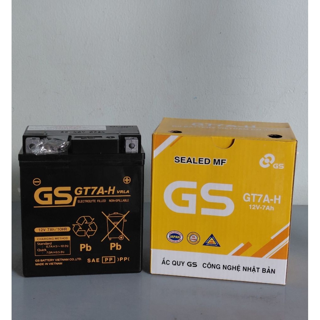 Bình Ắc Quy Xe Máy GS GT7A-H 12V 7Ah Khô Miễn Bảo Dưỡng Chính Hãng GS Battery