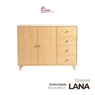 Tủ đựng đồ đa năng, Kệ để đồ LANA HGF 2 cánh 4 hộc kéo, gỗ MDF, 120x40x90cm, TLT022