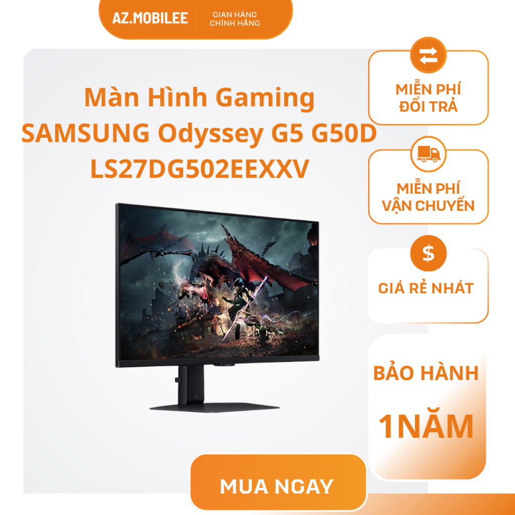 Màn Hình Gaming SAMSUNG Odyssey G5 G50D LS27DG502EEXXV (27 inch - IPS - 2K - 180Hz - 1ms)
