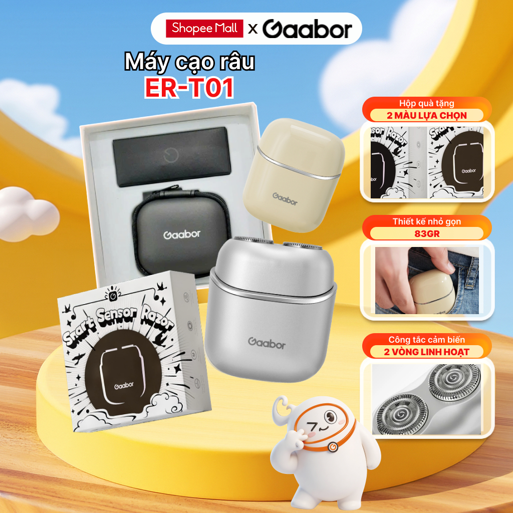 Máy cạo râu Gaabor ER-T01 lưỡi dao 3D ôm vòng - chống nước IPX7 cạo khô và ướt nhỏ gọn dễ sử dụng