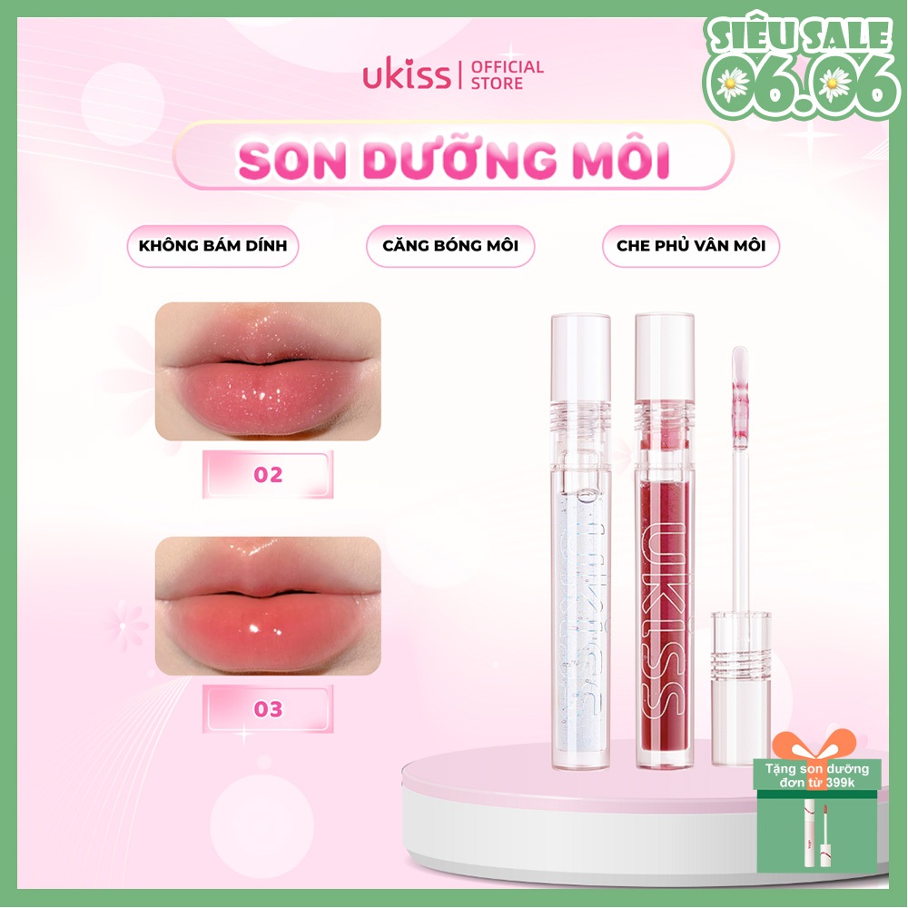 Ukiss Son Dưỡng Môi Lấp Lánh Không Dính 2ml