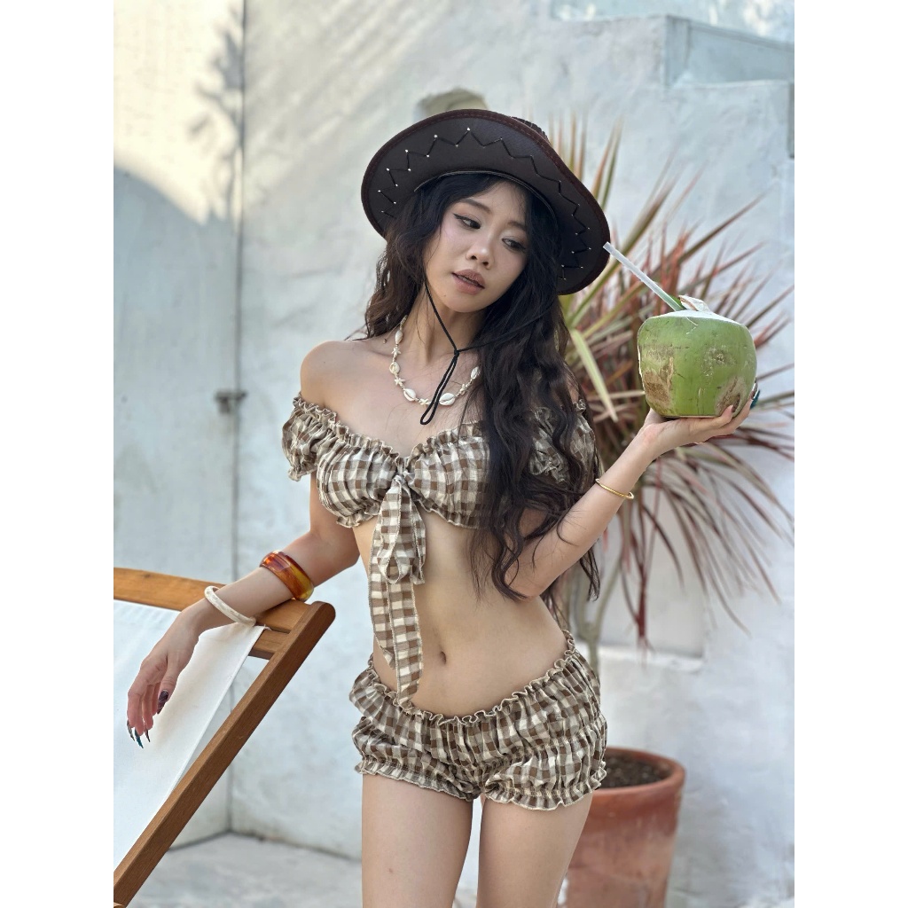MARE SET - Set Áo Croptop Buộc Dây Và Quần Bí Thun Co Giãn Năng Động Mùa Hè | BigBuy360 - bigbuy360.vn