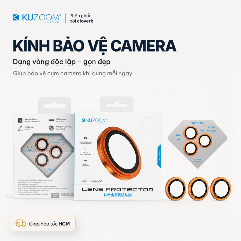 Kính Cường Lực Camera KUZOOM cho iPhone 16 Pro Max Kính Schott Viền Kim Loại