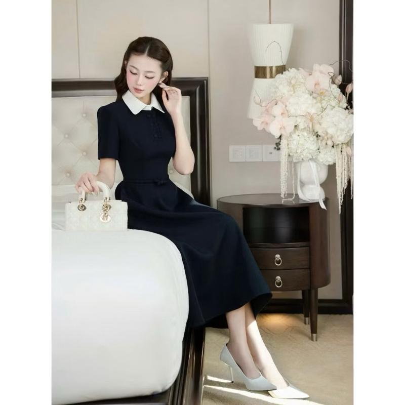 Đầm nữ cổ trụ dáng dài phong cách sang trọng - XANH CỔ TRỤ | BigBuy360 - bigbuy360.vn
