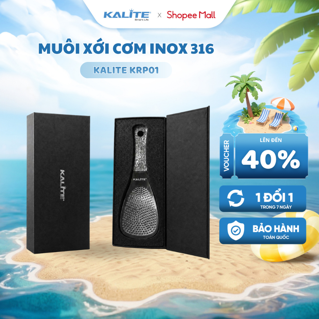 Muôi xới cơm inox 316 Kalite KRP01 chống dính cơm hiệu quả, kháng khuẩn an toàn sức khỏe, BH12T