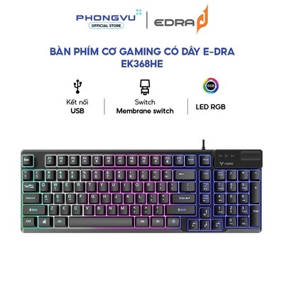 Bàn phím Gaming có dây Rapoo V50S-98 - Bố cục 96% - Đèn RGB - Chống tràn nước - Bảo hành 24 tháng