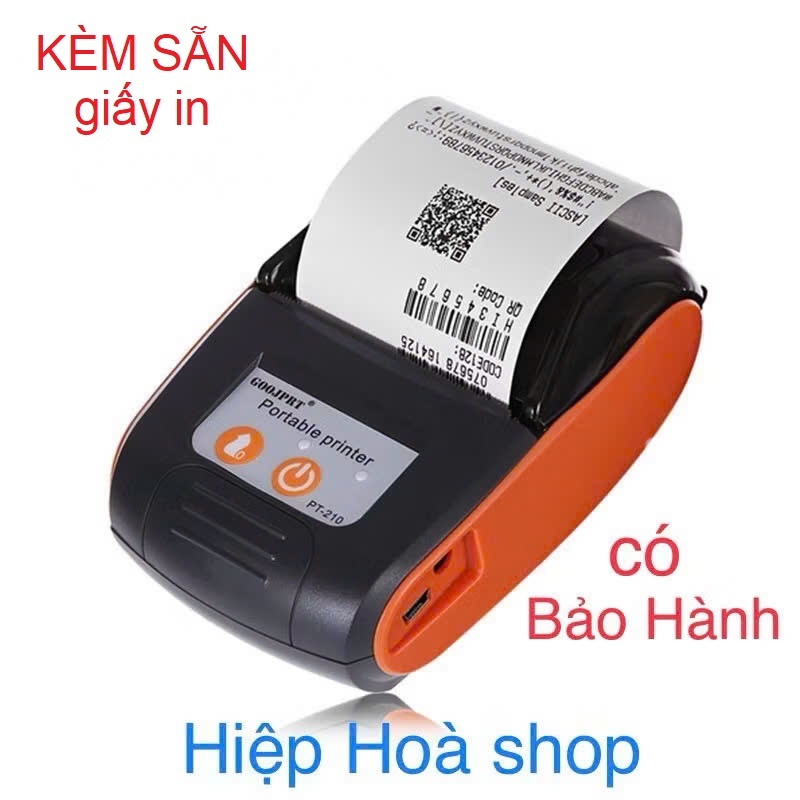 [Kèm sẵn giấy] Máy in nhiệt không dây bluetooth mini 58MM Pt210 - Máy in hóa đơn bill cầm tay PT 210