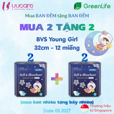 Combo BVS UUcare Singapore Young Girl ban đêm 32cm 12 miếng
