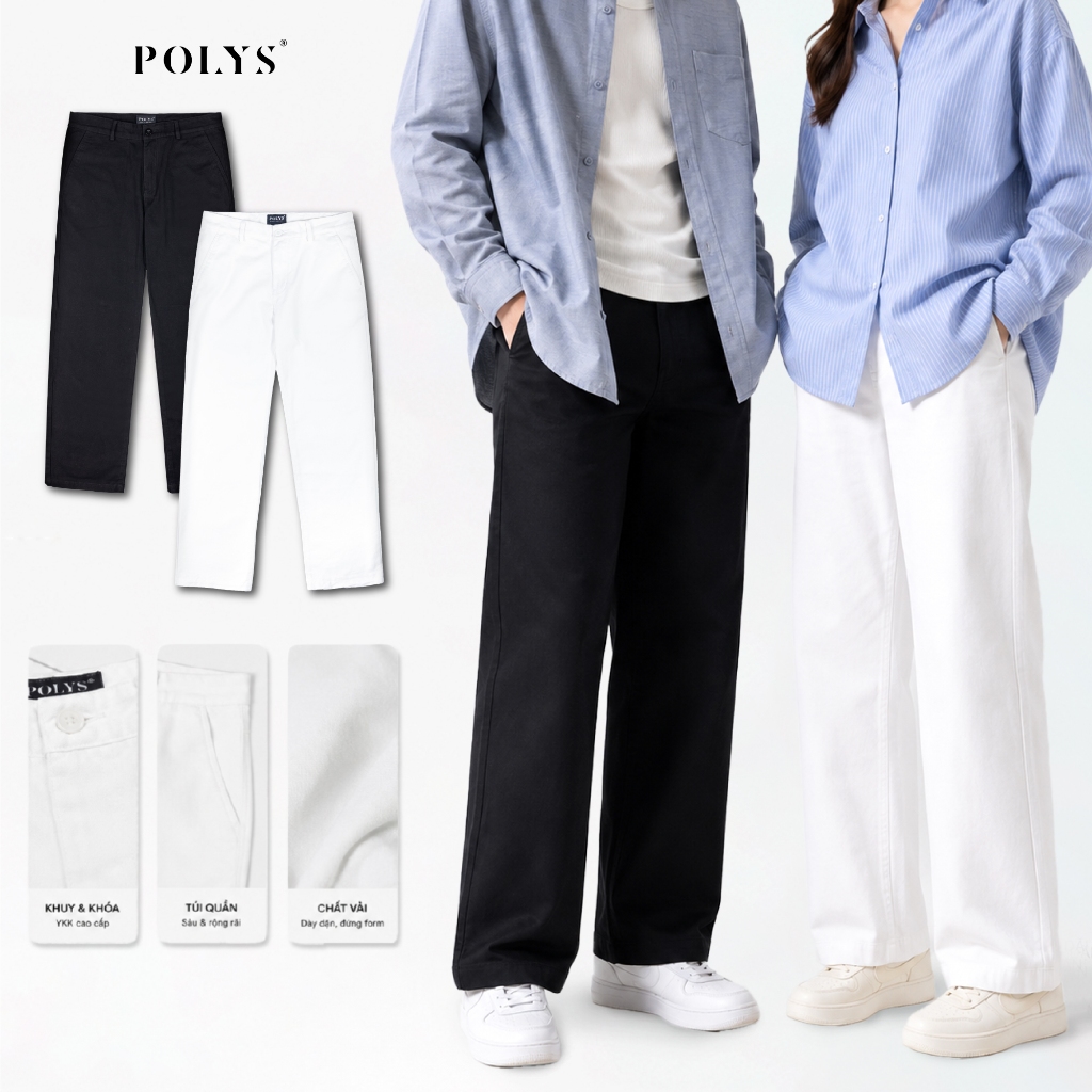 Quần Dài Nam POYS, Quần Kaki Dài Form Straight Dáng Suông, Giãn 2 Chiều Dày Dặn, QUẦN KAKI DÀI POLYS