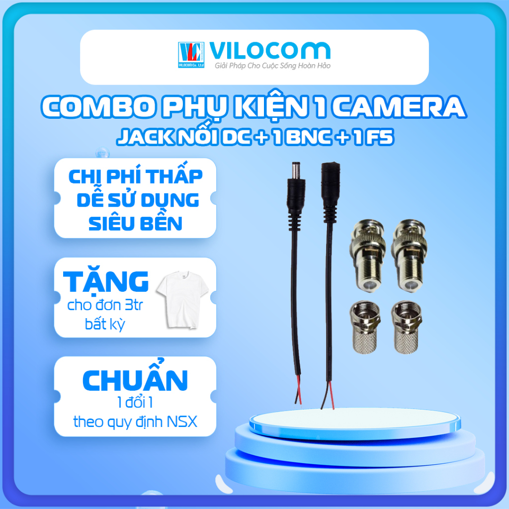 Combo jack BNC và dây nối nguồn - Cho 1 Camera